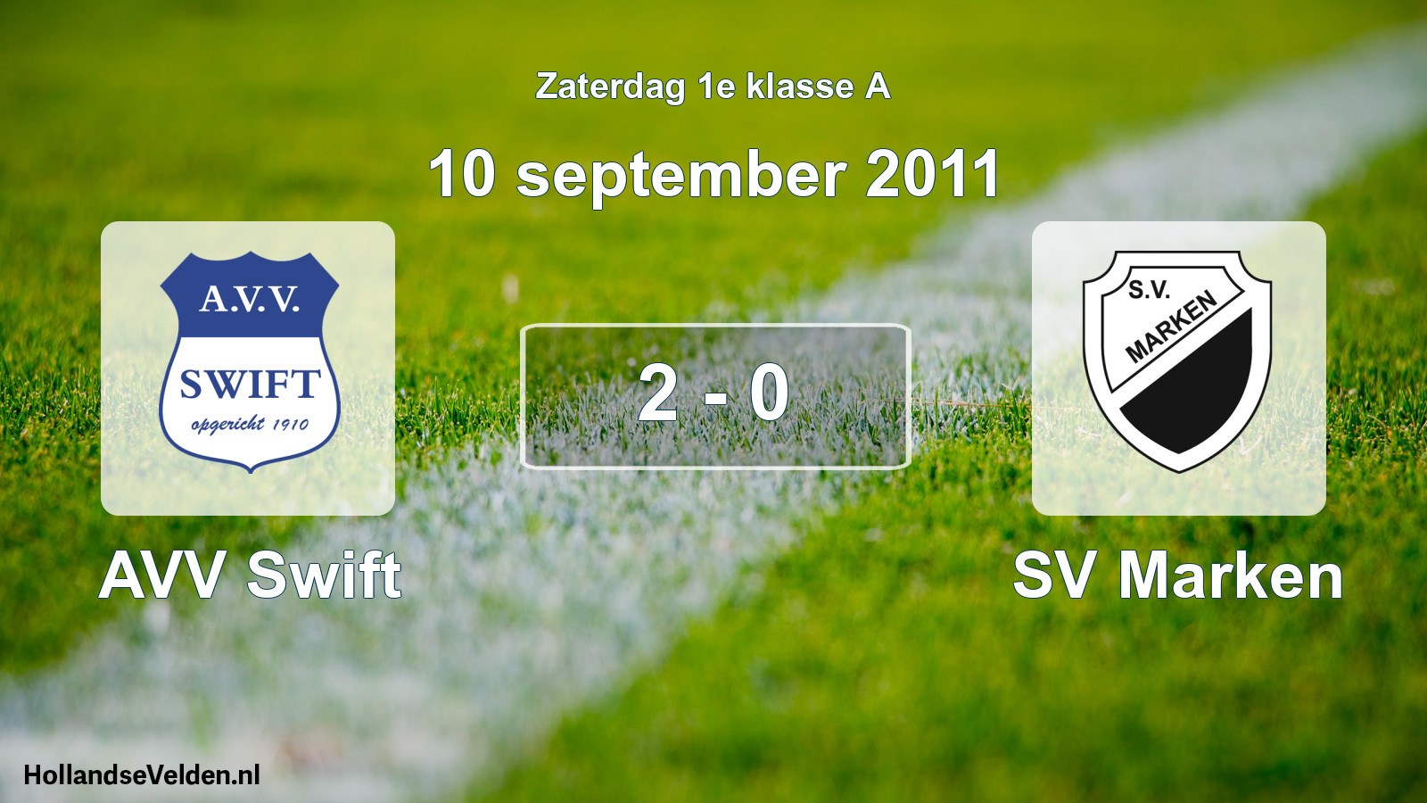 Total number of matches played: AVV Swift - SV Marken 2 - 0 (10 September 2011)