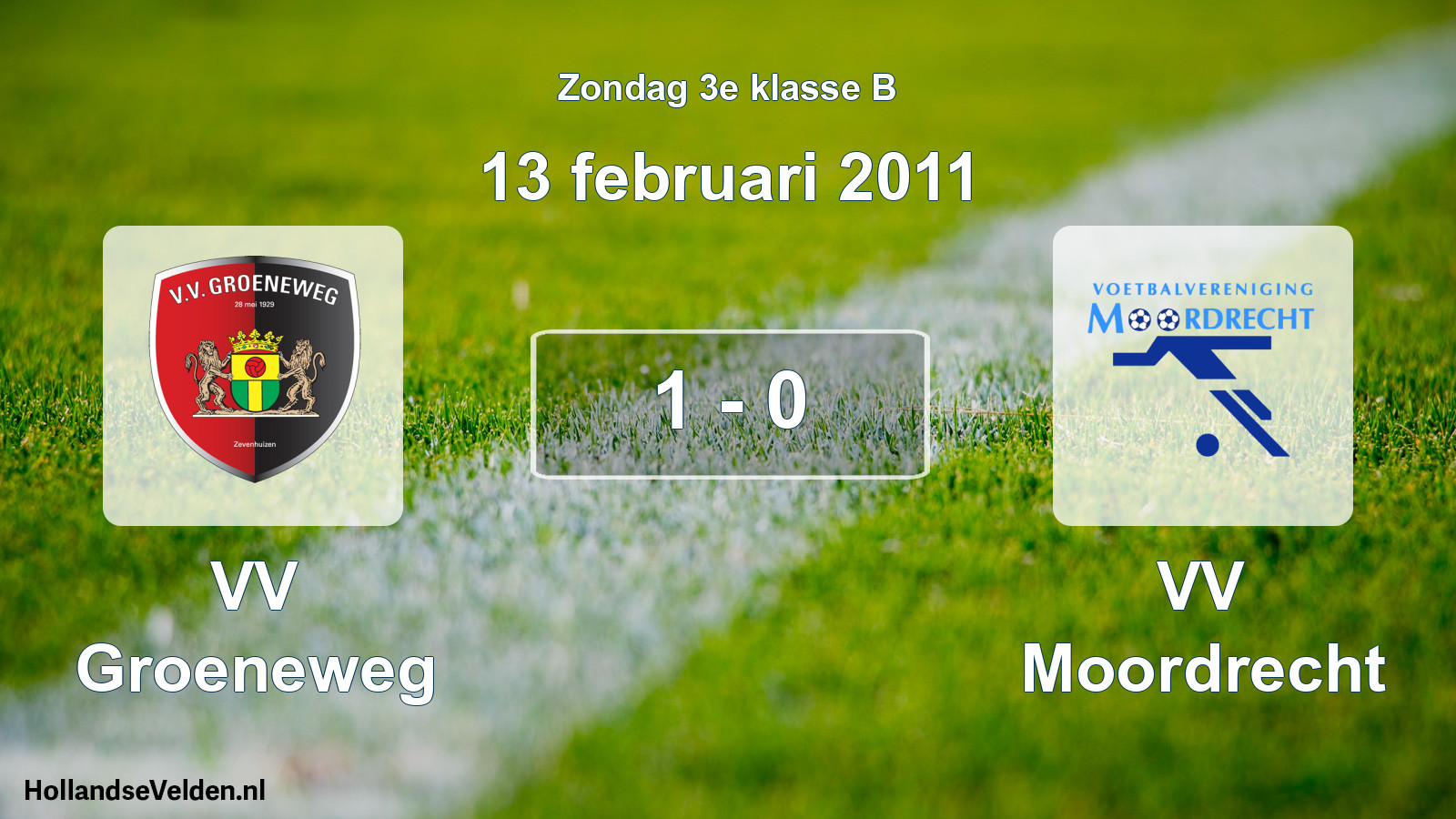 Total number of matches played: VV Groeneweg - VV Moordrecht 1 - 0 (13 February 2011)