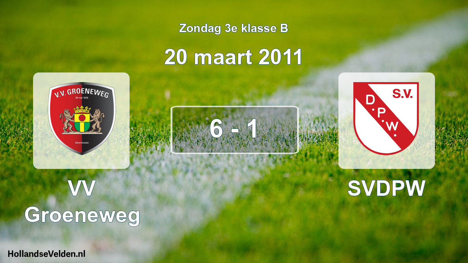 Total number of matches played: VV Groeneweg - SVDPW 6 - 1 (20 March 2011)