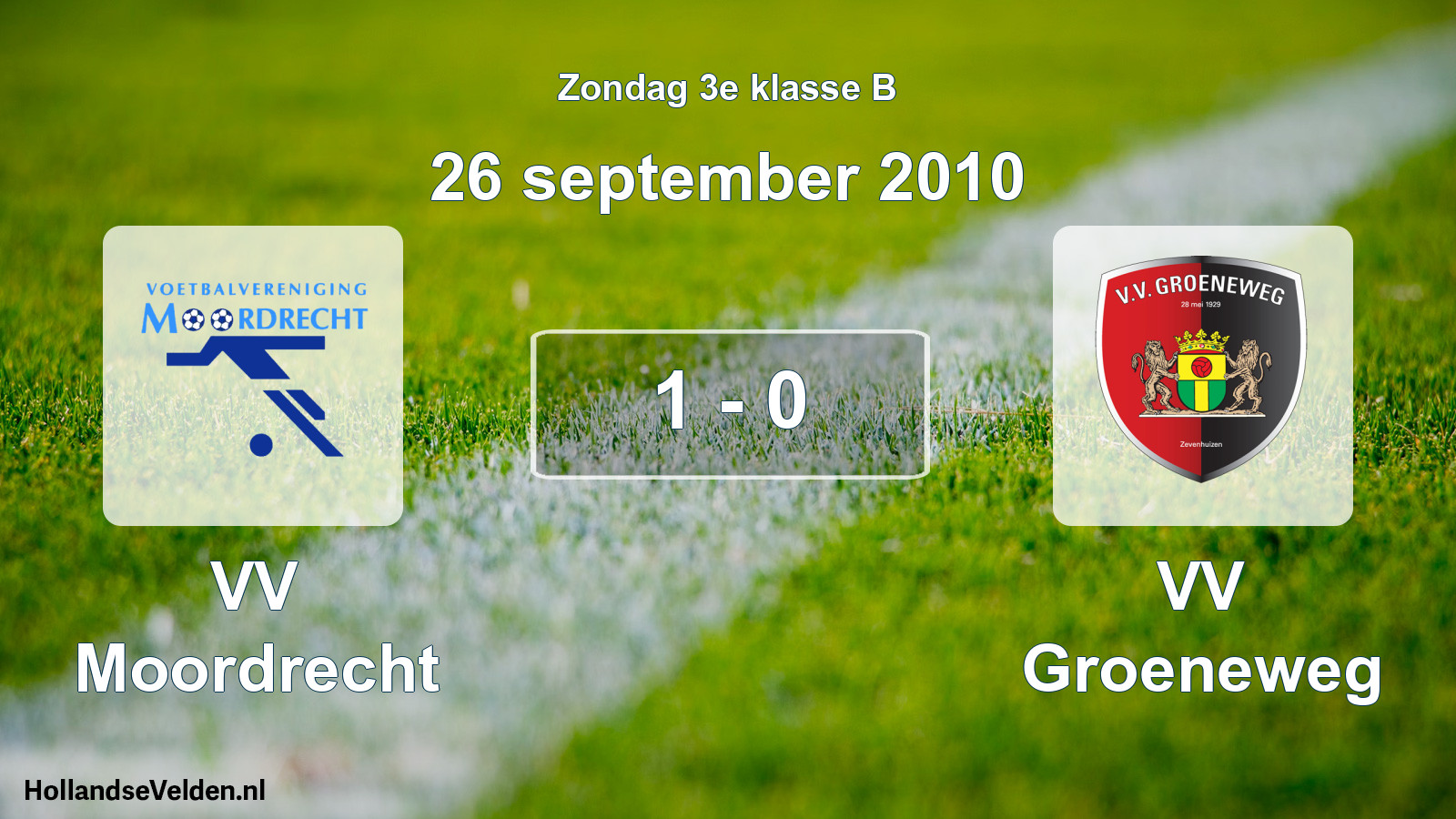 Total number of matches played: VV Moordrecht - VV Groeneweg 1 - 0 (26 September 2010)