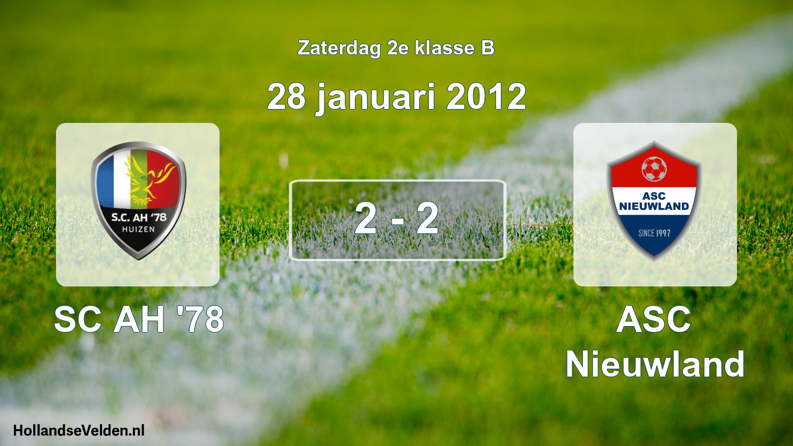 Total number of matches played: SC AH '78 - ASC Nieuwland 2 - 2 (28 January 2012)