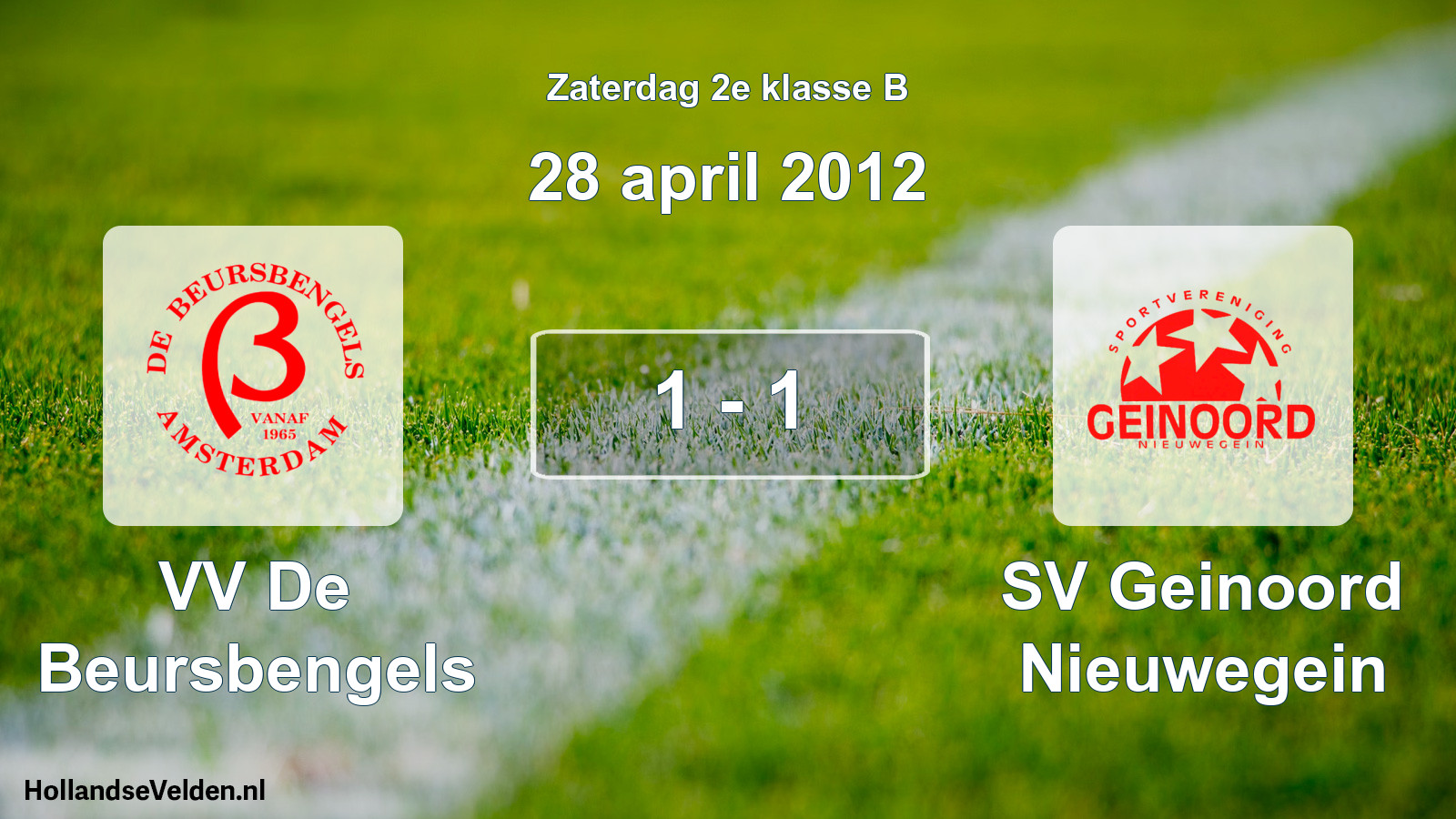 Total number of matches played: VV De Beursbengels - SV Geinoord Nieuwegein 1 - 1 (28 April 2012)