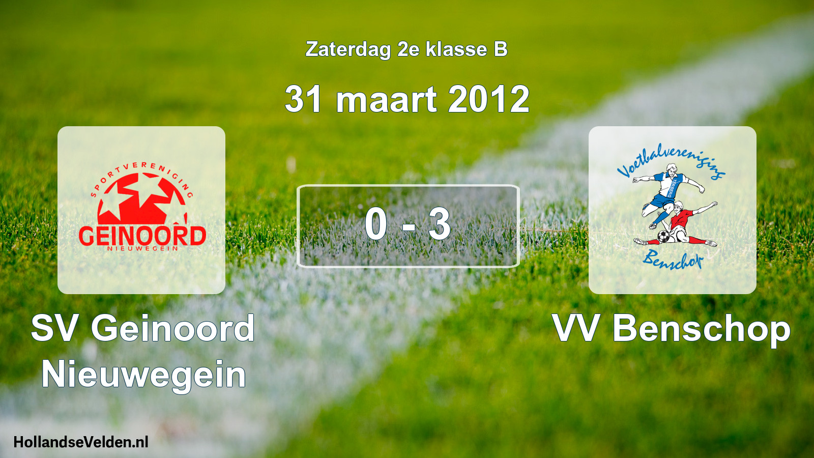 Total number of matches played: SV Geinoord Nieuwegein - VV Benschop 0 - 3 (31 March 2012)