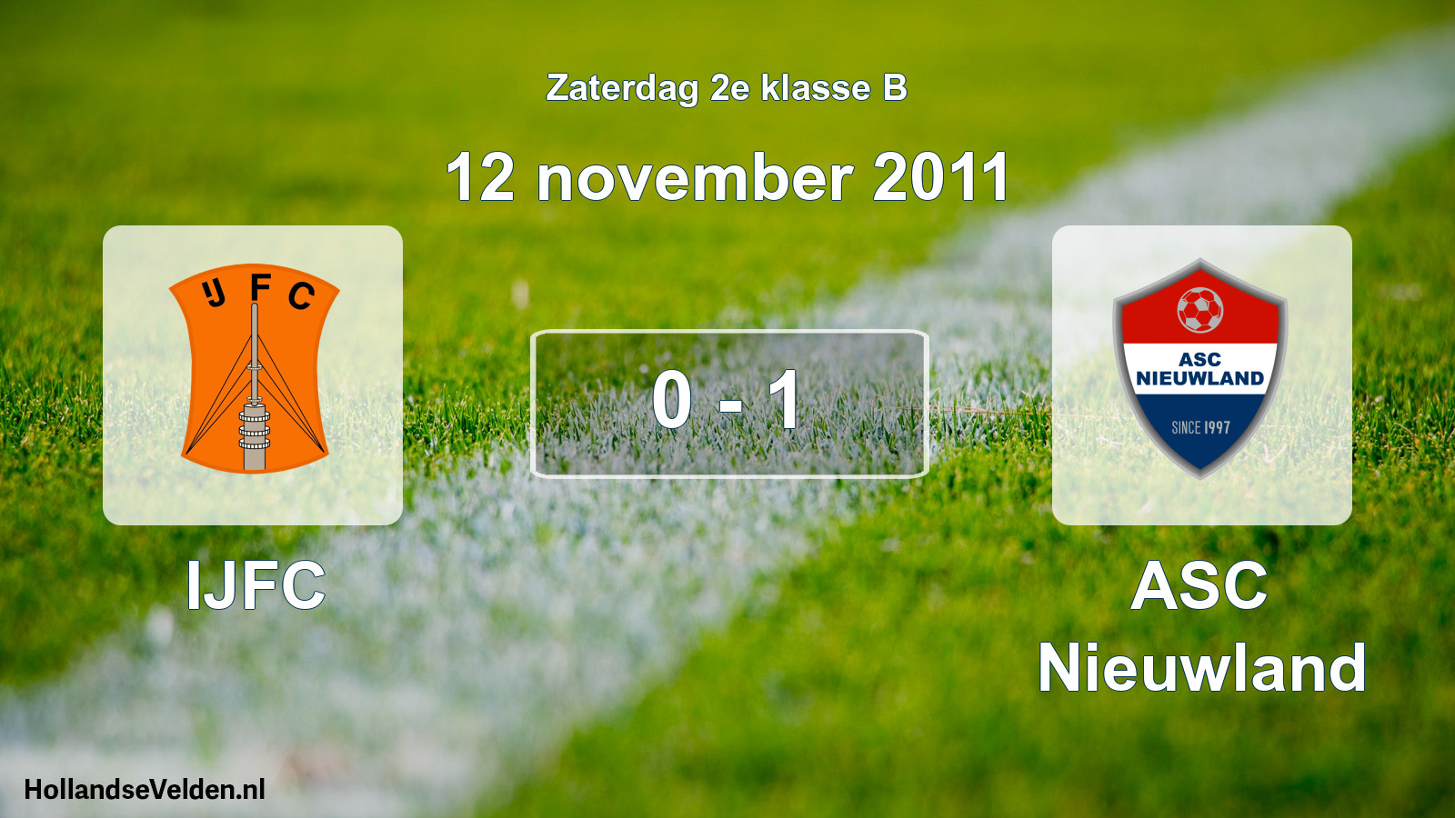 Total number of matches played: IJFC - ASC Nieuwland 0 - 1 (12 November 2011)