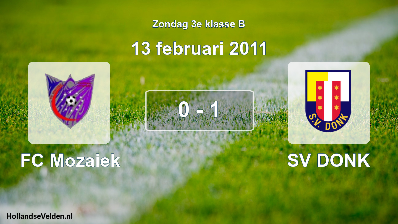 Total number of matches played: FC Mozaiek - SV DONK 0 - 1 (13 February 2011)