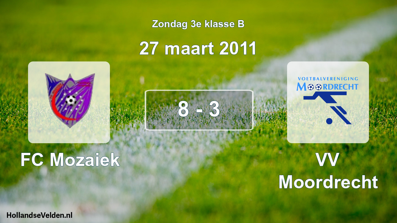 Total number of matches played: FC Mozaiek - VV Moordrecht 8 - 3 (27 March 2011)