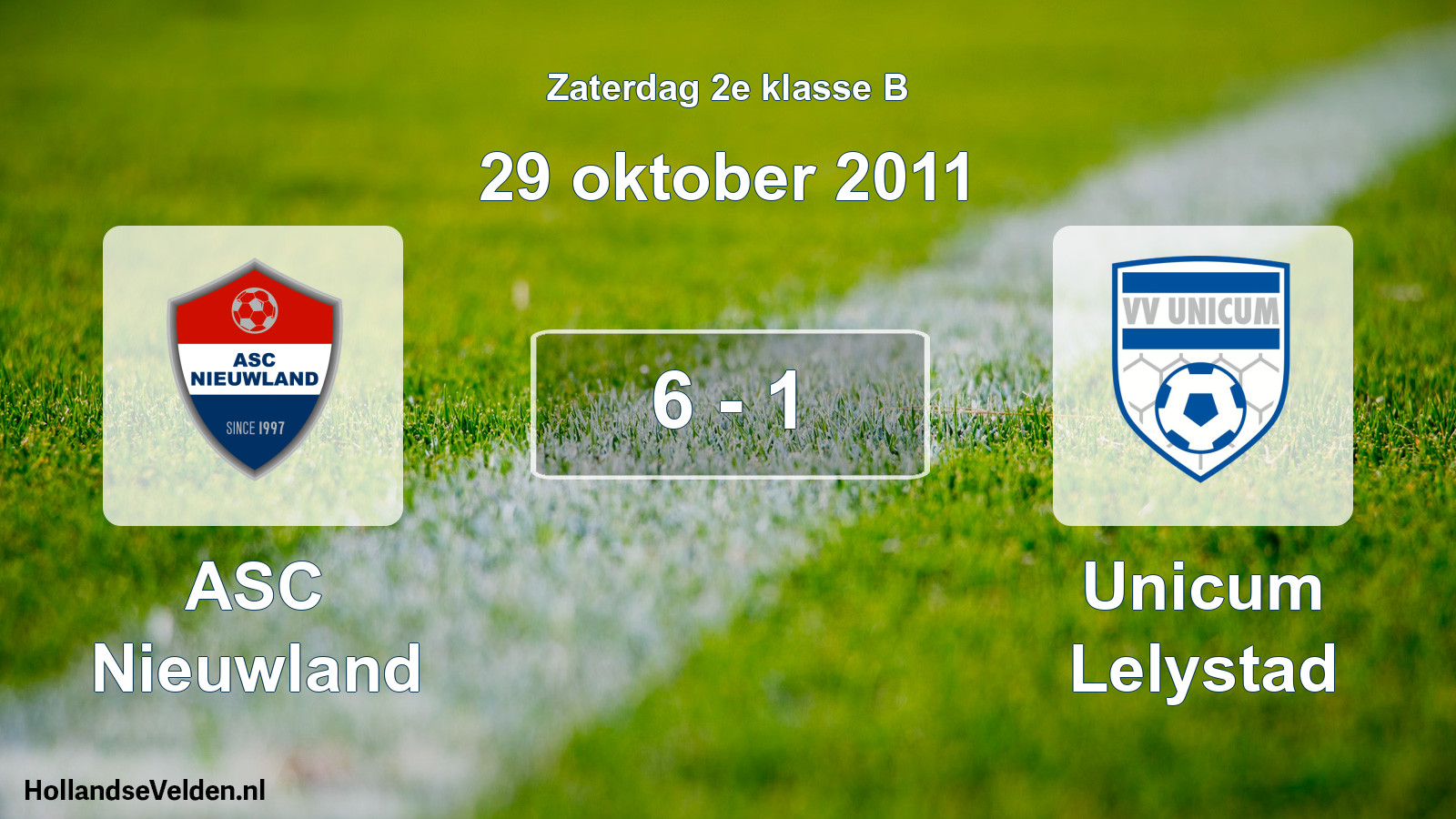 Total number of matches played: ASC Nieuwland - Unicum Lelystad 6 - 1 (29 October 2011)