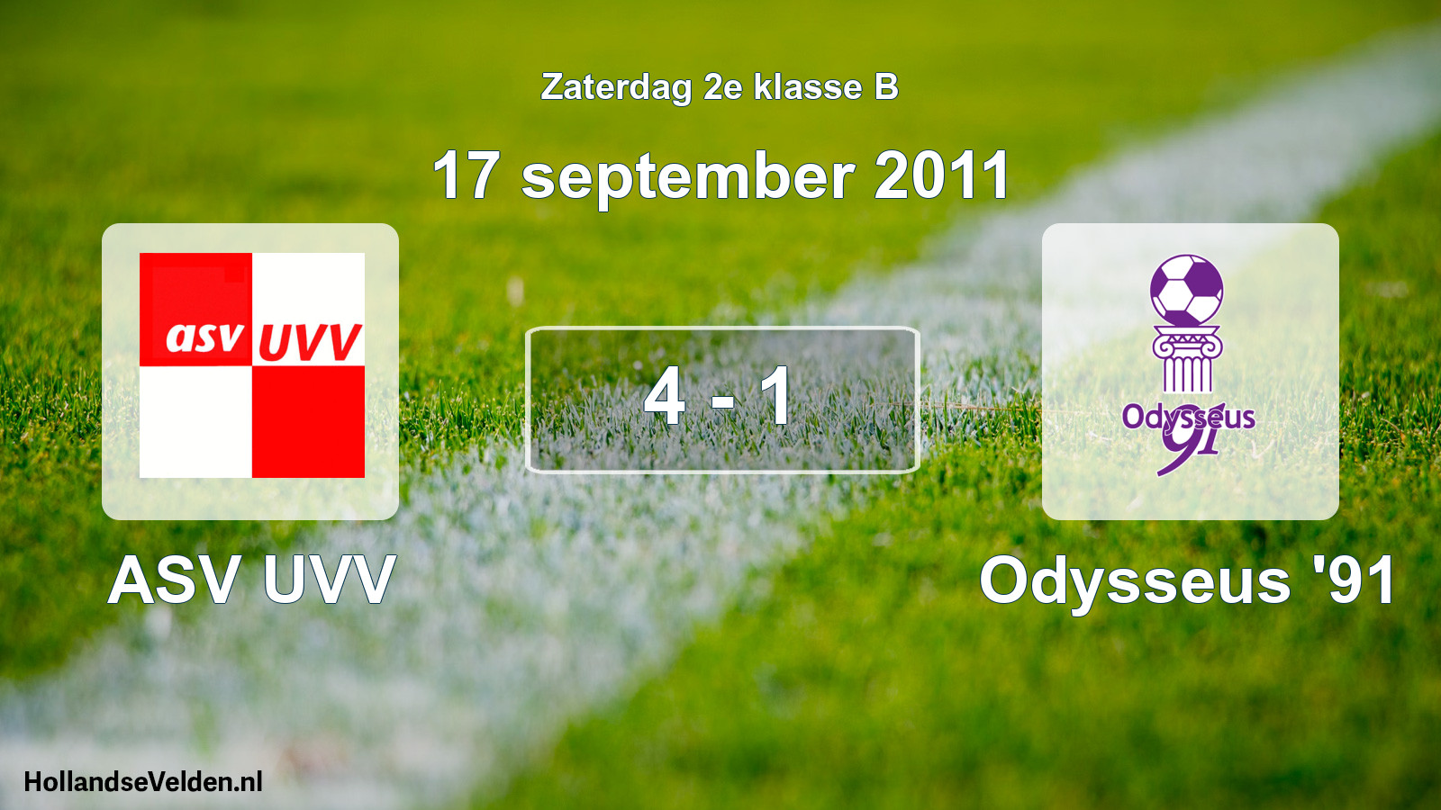 Total number of matches played: ASV UVV - Odysseus '91 4 - 1 (17 September 2011)