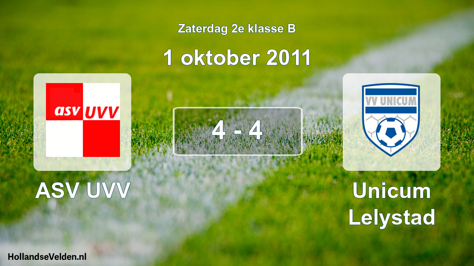 Total number of matches played: ASV UVV - Unicum Lelystad 4 - 4 (1 October 2011)