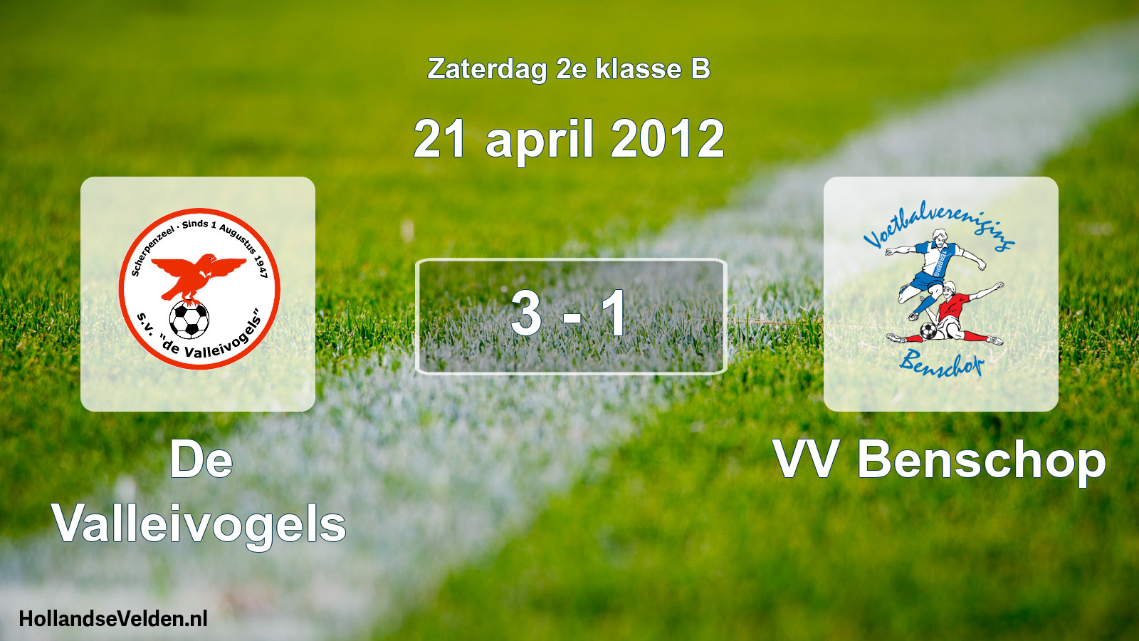Total number of matches played: De Valleivogels - VV Benschop 3 - 1 (21 April 2012)