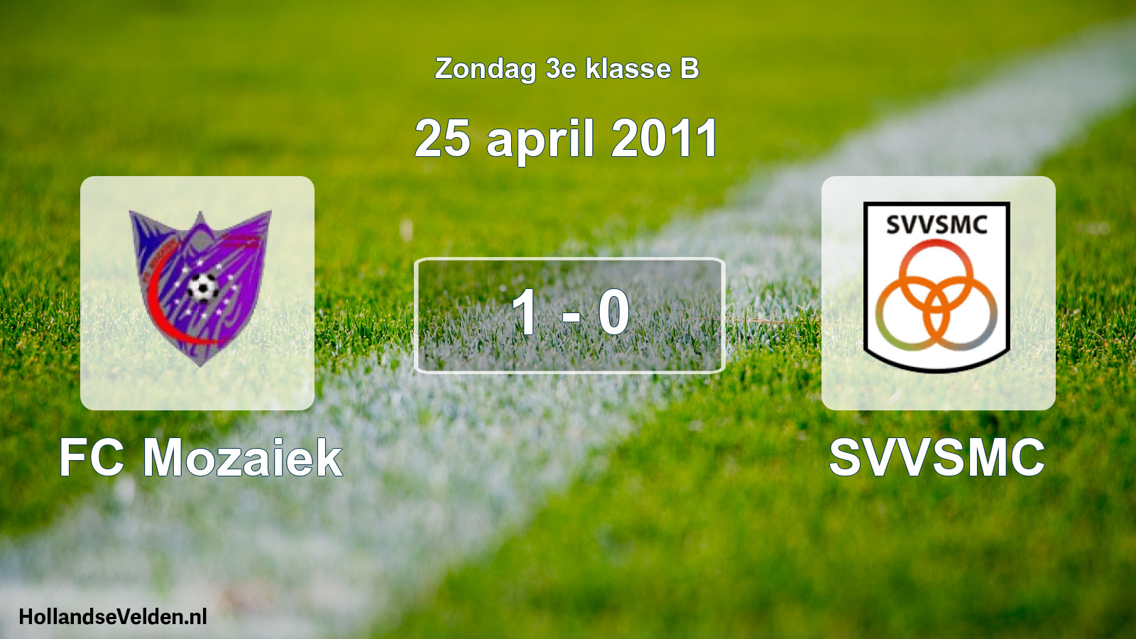Total number of matches played: FC Mozaiek - SVVSMC 1 - 0 (25 April 2011)