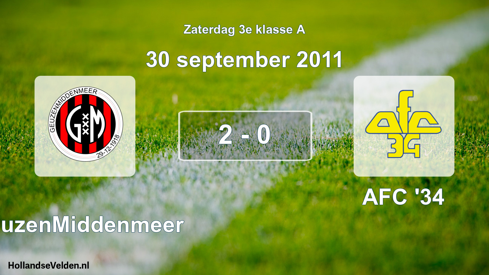 Total number of matches played: GeuzenMiddenmeer - AFC '34 2 - 0 (30 September 2011)
