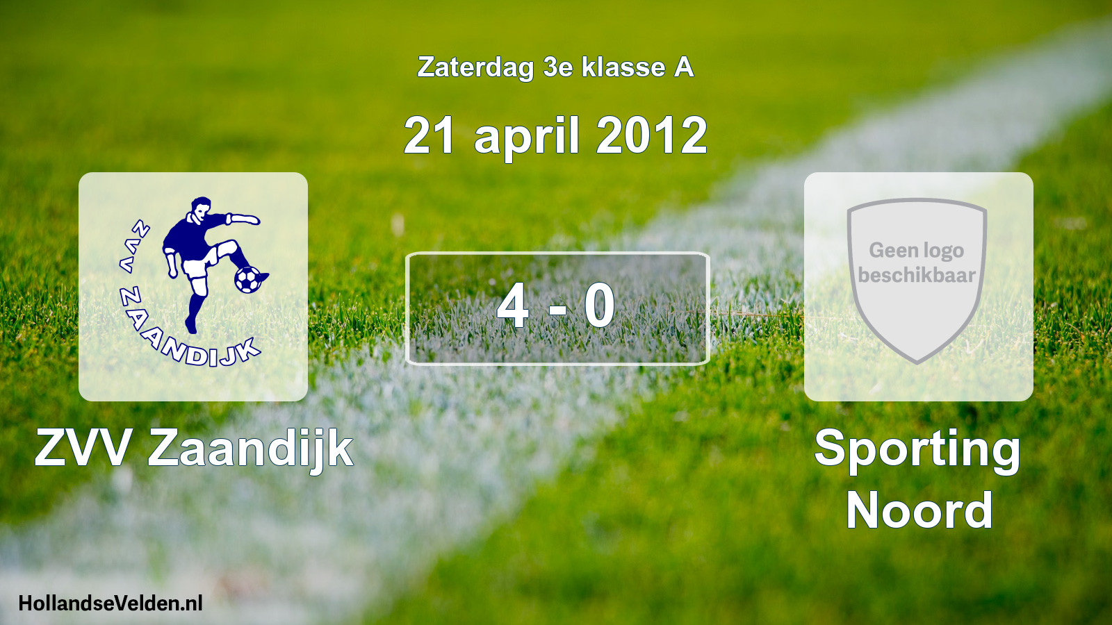 Total number of matches played: ZVV Zaandijk - Sporting Noord 4 - 0 (21 April 2012)
