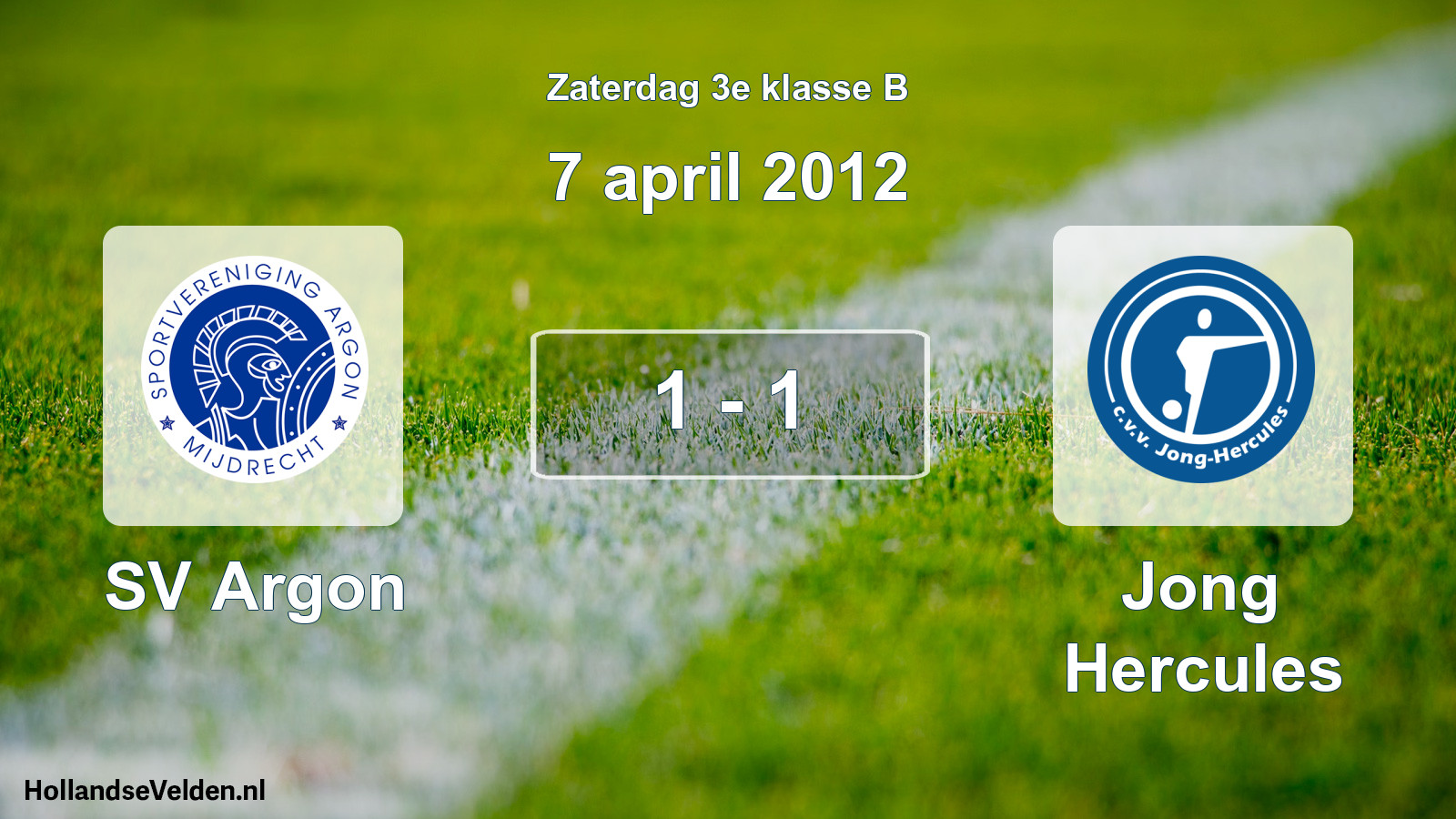 Total number of matches played: SV Argon - Jong Hercules 1 - 1 (7 April 2012)