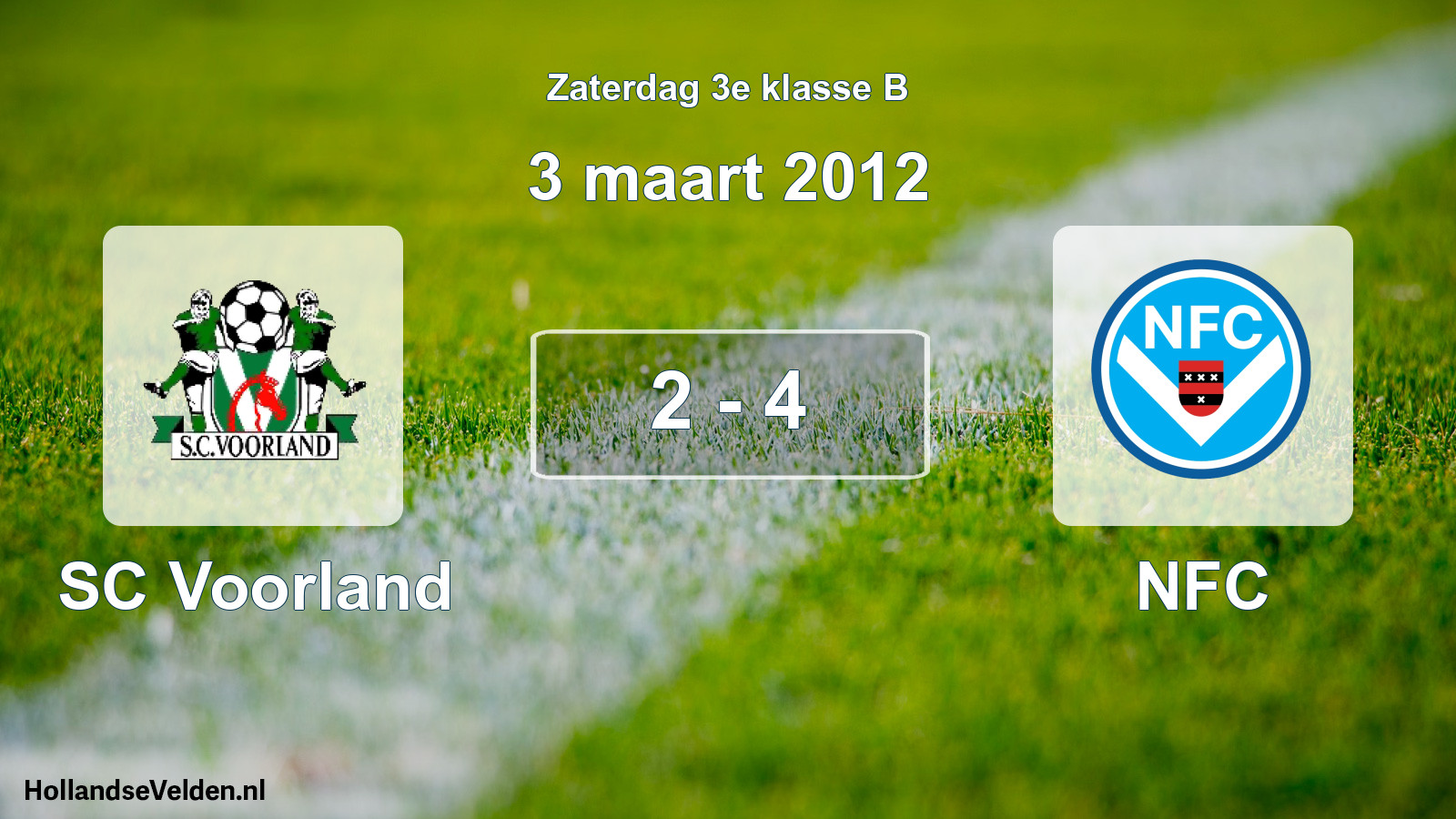 Total number of matches played: SC Voorland - NFC 2 - 4 (3 March 2012)