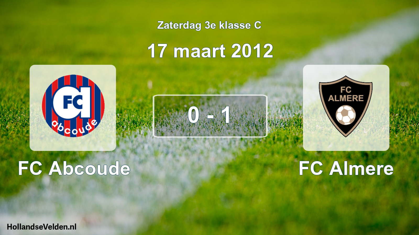 Total number of matches played: FC Abcoude - FC Almere 0 - 1 (17 March 2012)