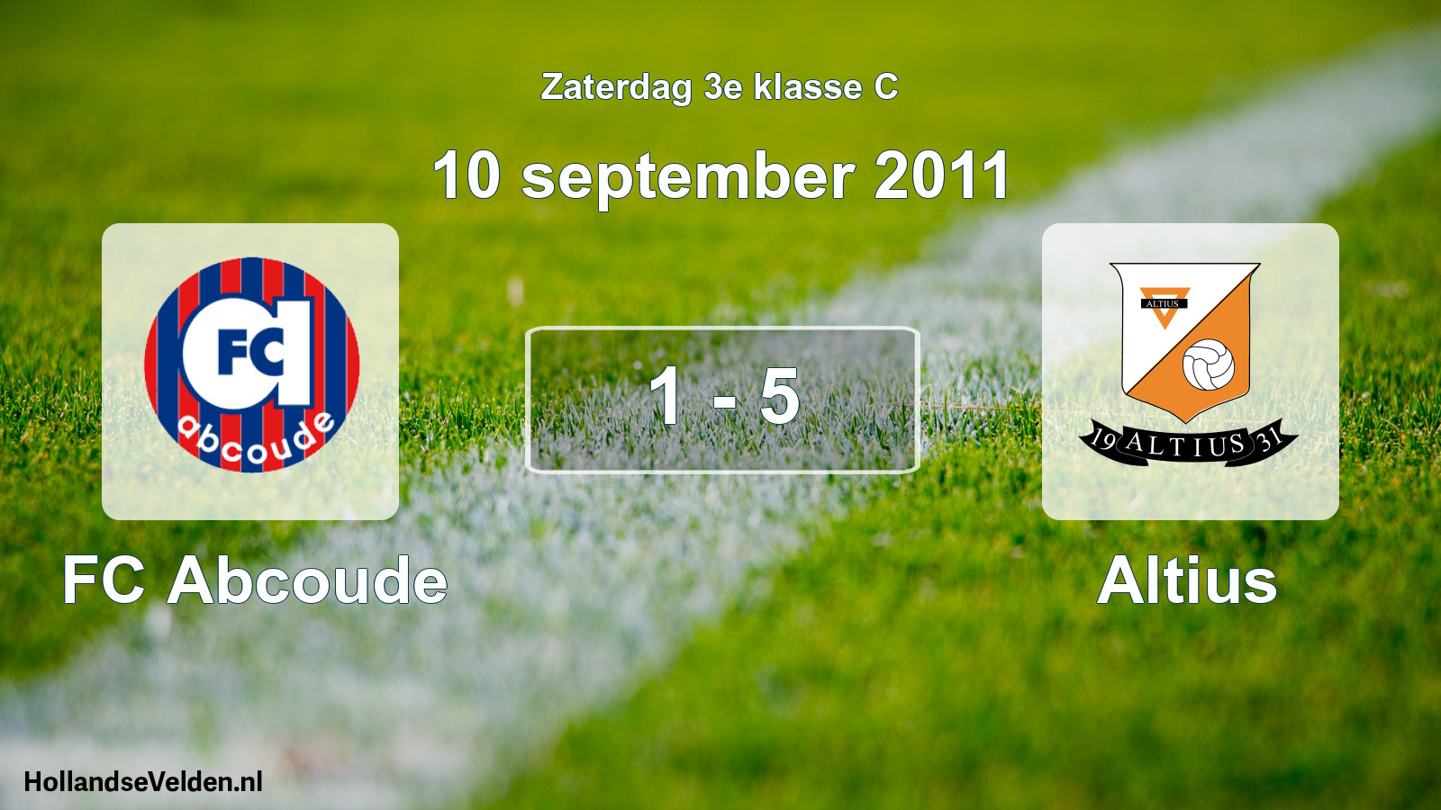 Total number of matches played: FC Abcoude - Altius 1 - 5 (10 September 2011)