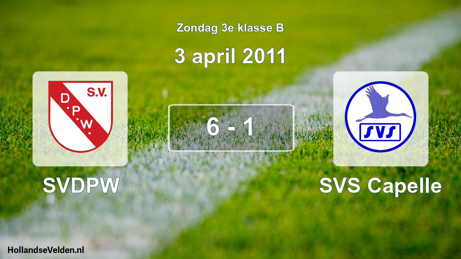Total number of matches played: SVDPW - SVS Capelle 6 - 1 (3 April 2011)