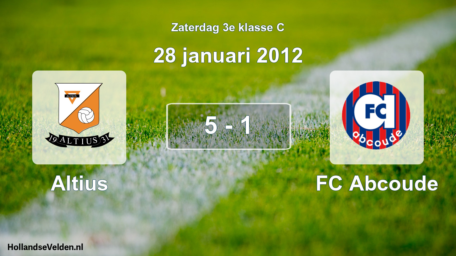 Total number of matches played: Altius - FC Abcoude 5 - 1 (28 January 2012)