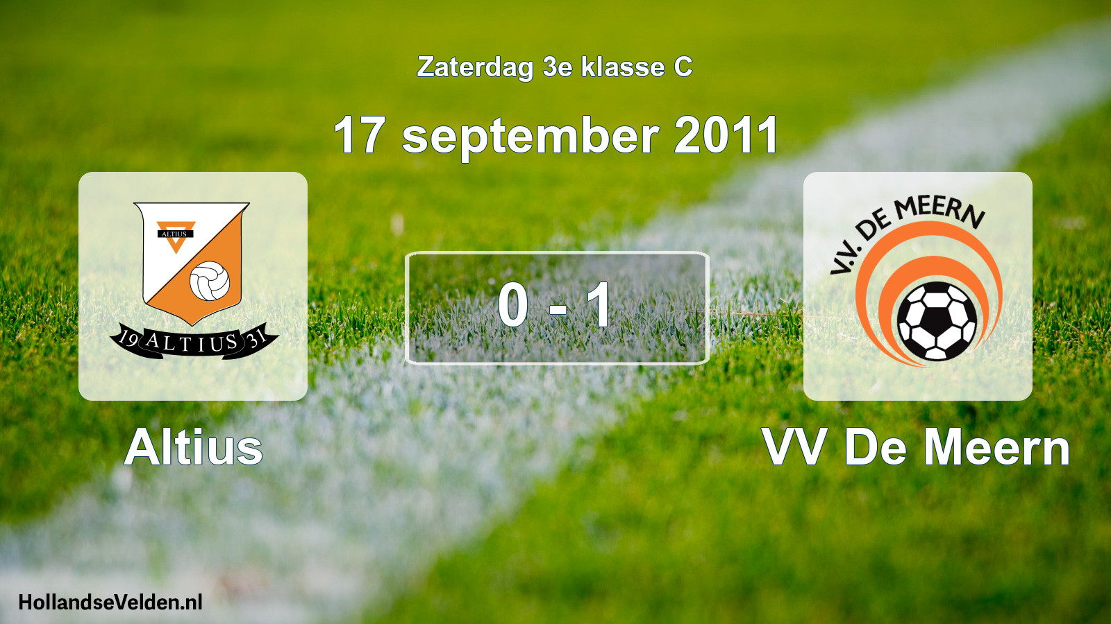 Total number of matches played: Altius - VV De Meern 0 - 1 (17 September 2011)