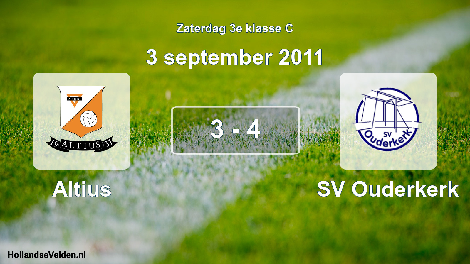 Total number of matches played: Altius - SV Ouderkerk 3 - 4 (3 September 2011)