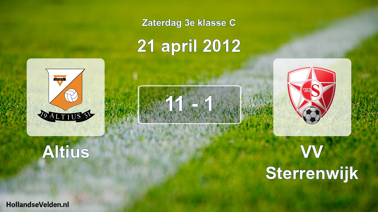 Total number of matches played: Altius - VV Sterrenwijk 11 - 1 (21 April 2012)