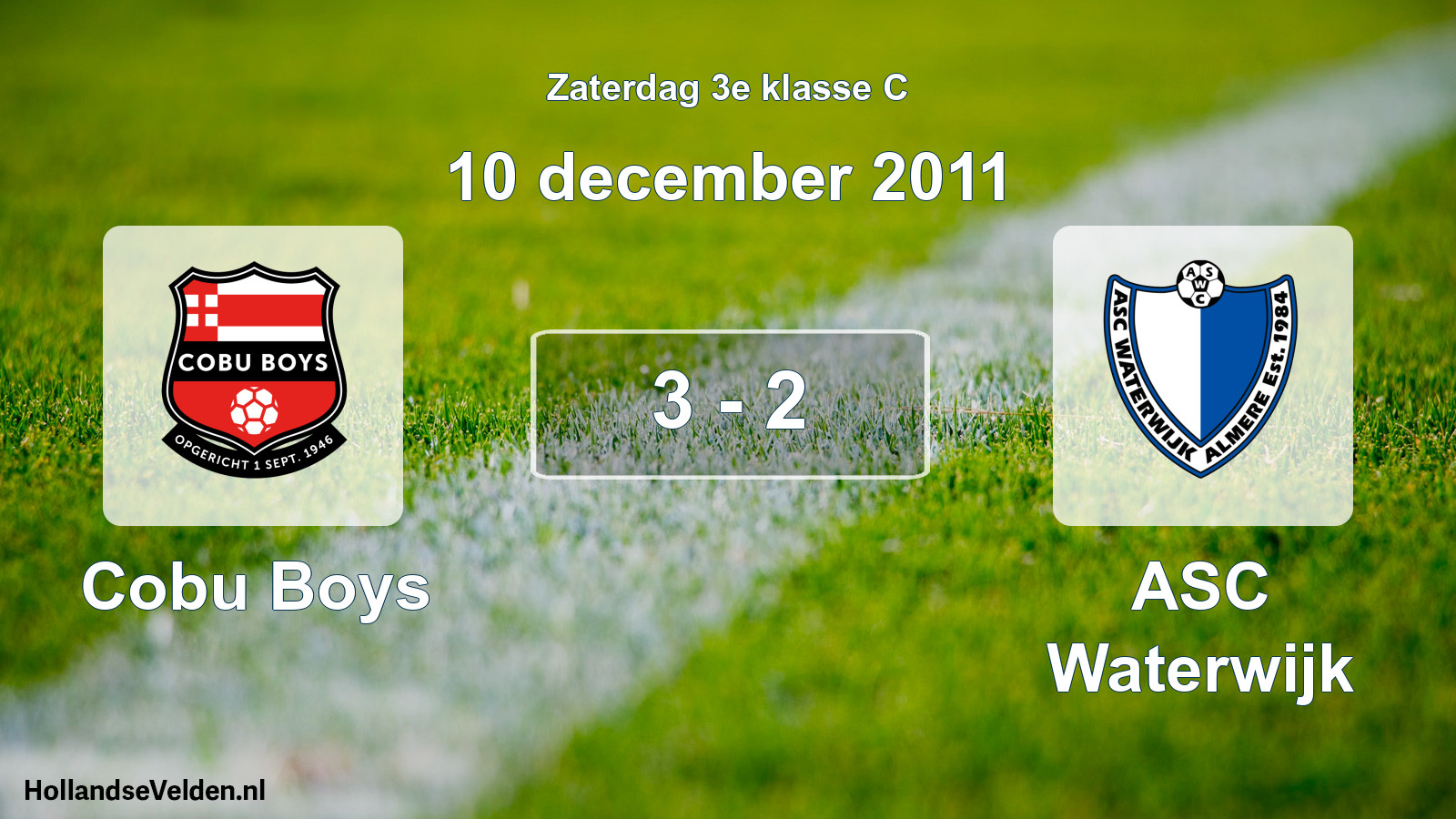 Total number of matches played: Cobu Boys - ASC Waterwijk 3 - 2 (10 December 2011)