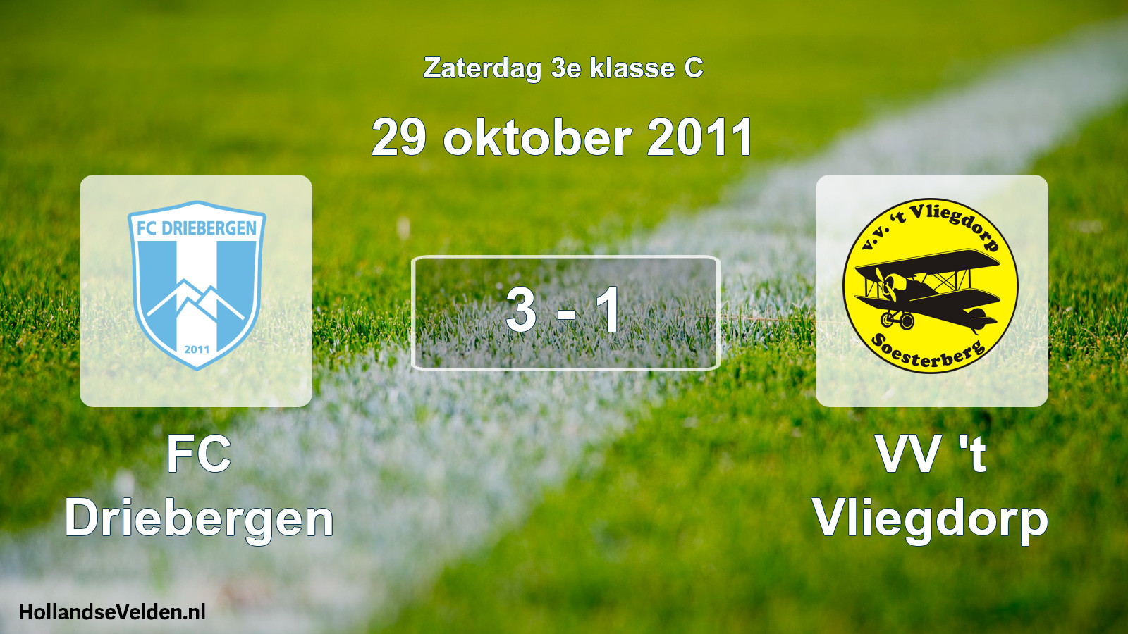 Total number of matches played: FC Driebergen - VV 't Vliegdorp 3 - 1 (29 October 2011)