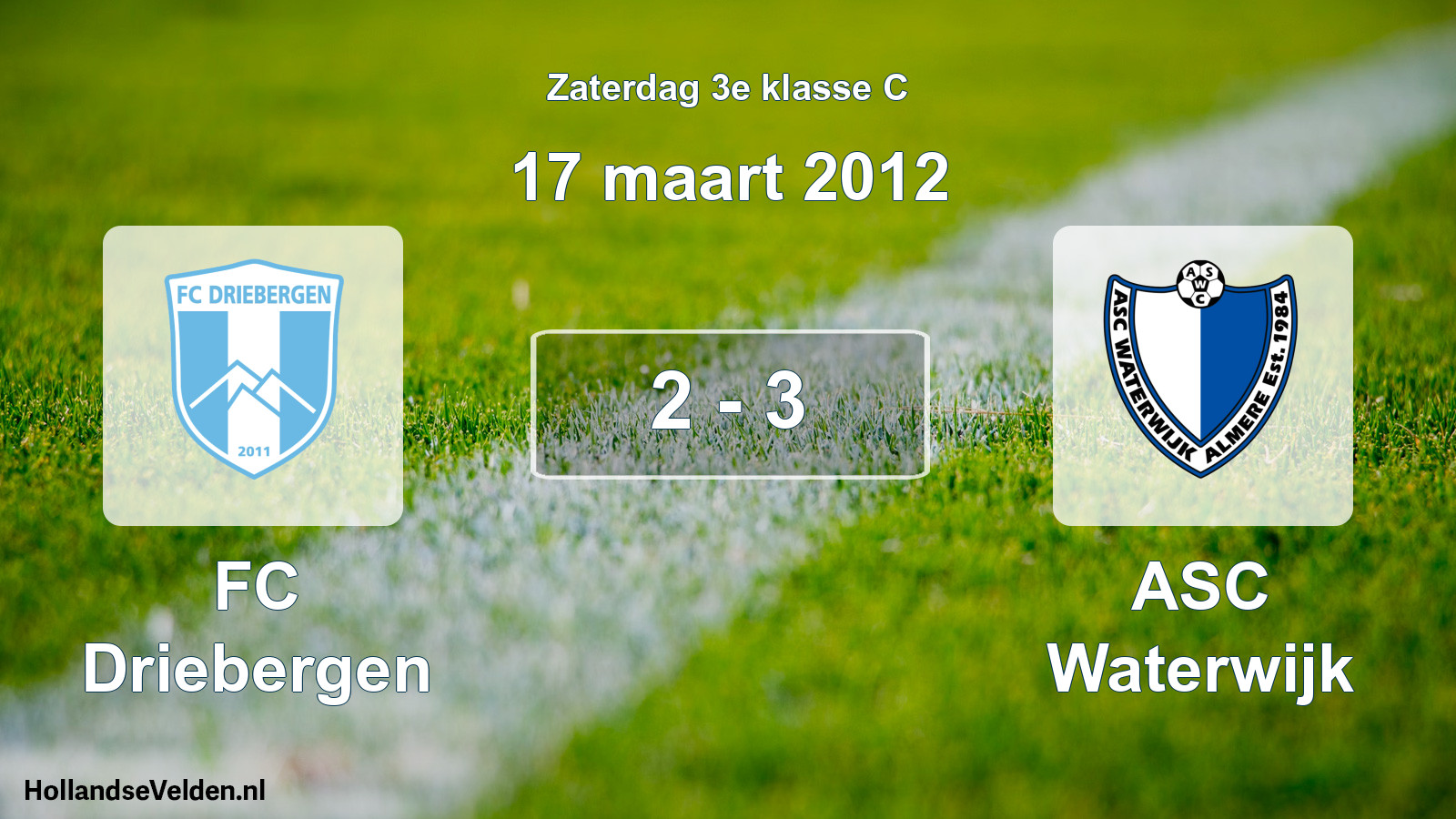 Total number of matches played: FC Driebergen - ASC Waterwijk 2 - 3 (17 March 2012)