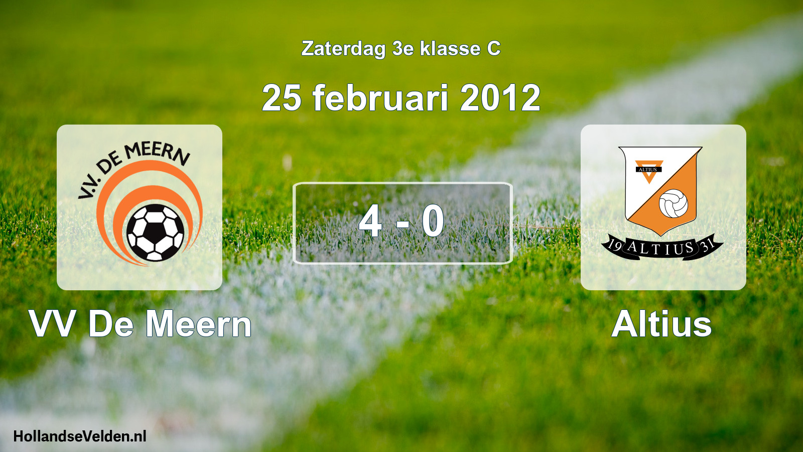 Total number of matches played: VV De Meern - Altius 4 - 0 (25 February 2012)