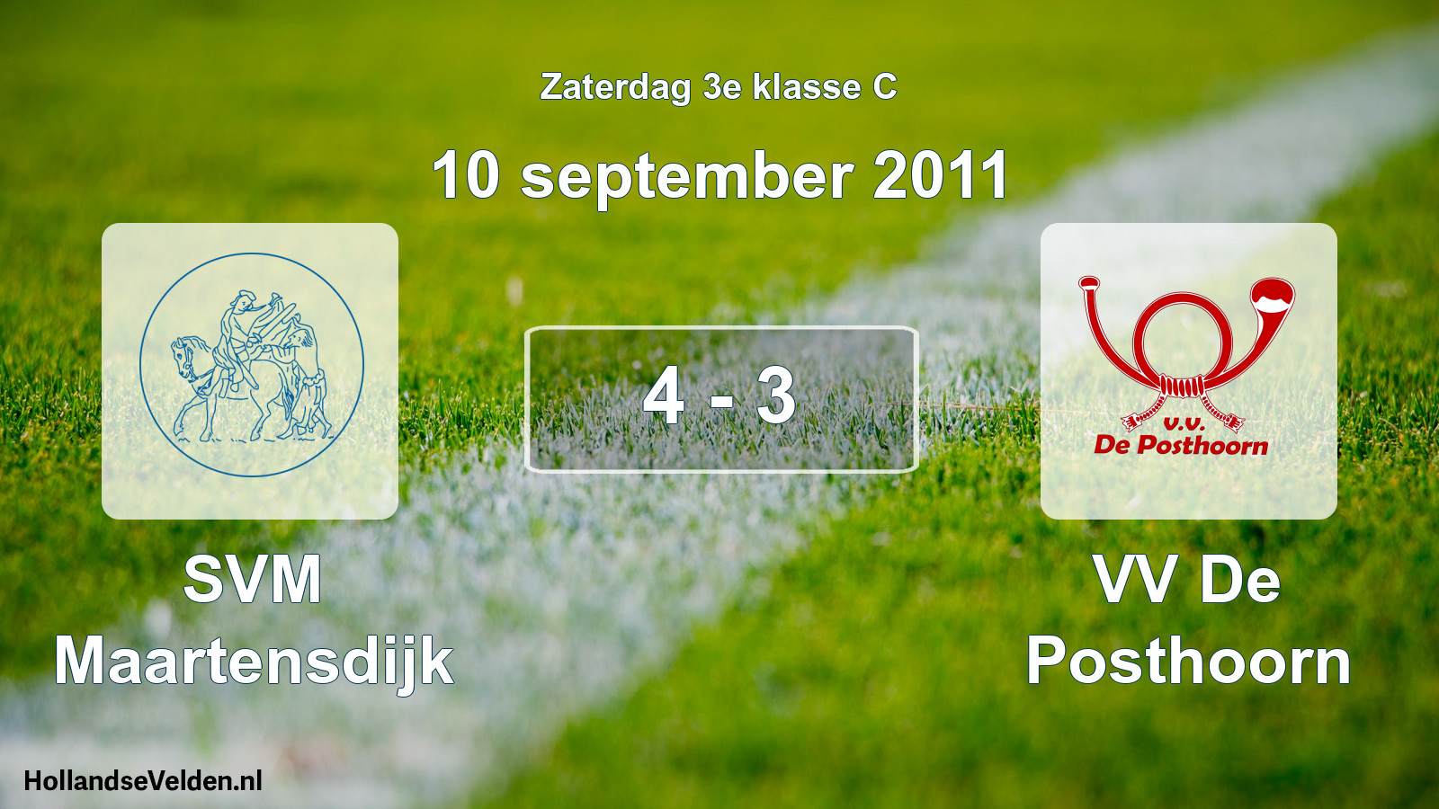 Total number of matches played: SVM Maartensdijk - VV De Posthoorn 4 - 3 (10 September 2011)