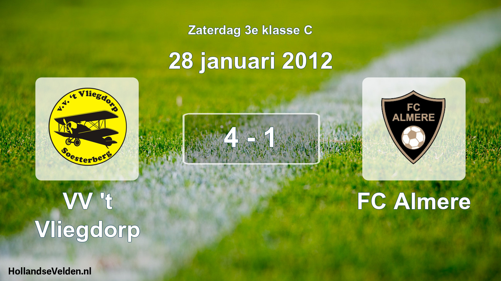 Total number of matches played: VV 't Vliegdorp - FC Almere 4 - 1 (28 January 2012)