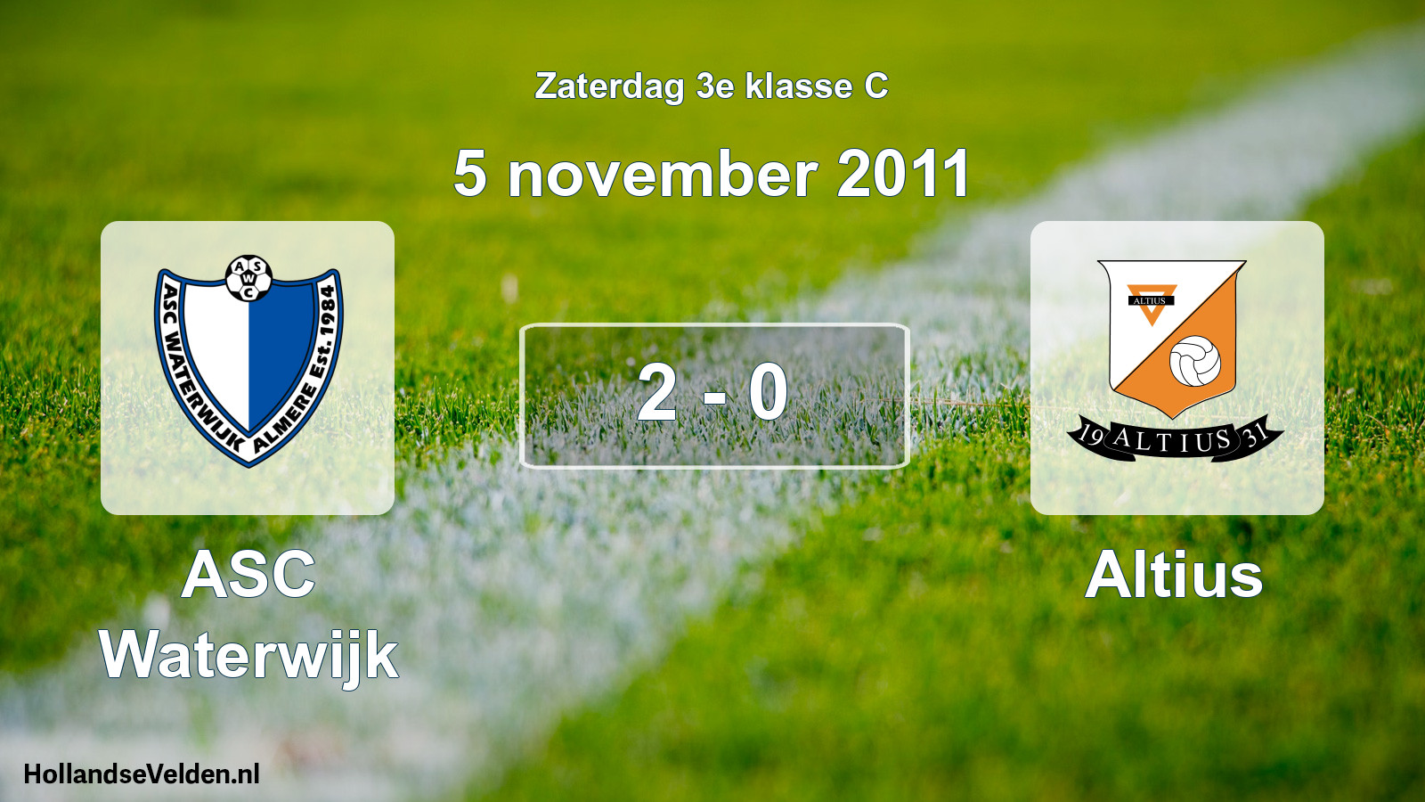 Total number of matches played: ASC Waterwijk - Altius 2 - 0 (5 November 2011)