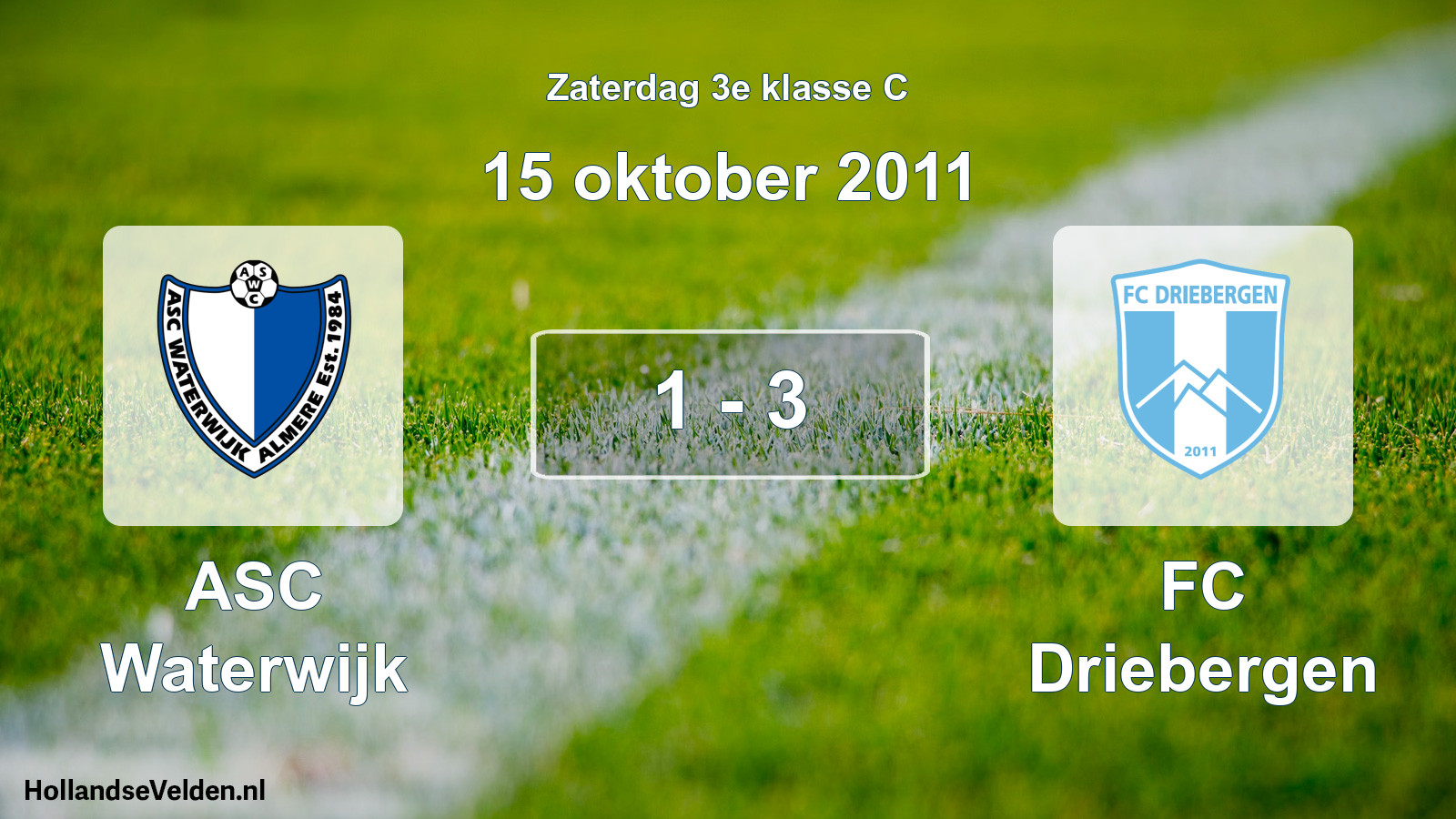 Total number of matches played: ASC Waterwijk - FC Driebergen 1 - 3 (15 October 2011)