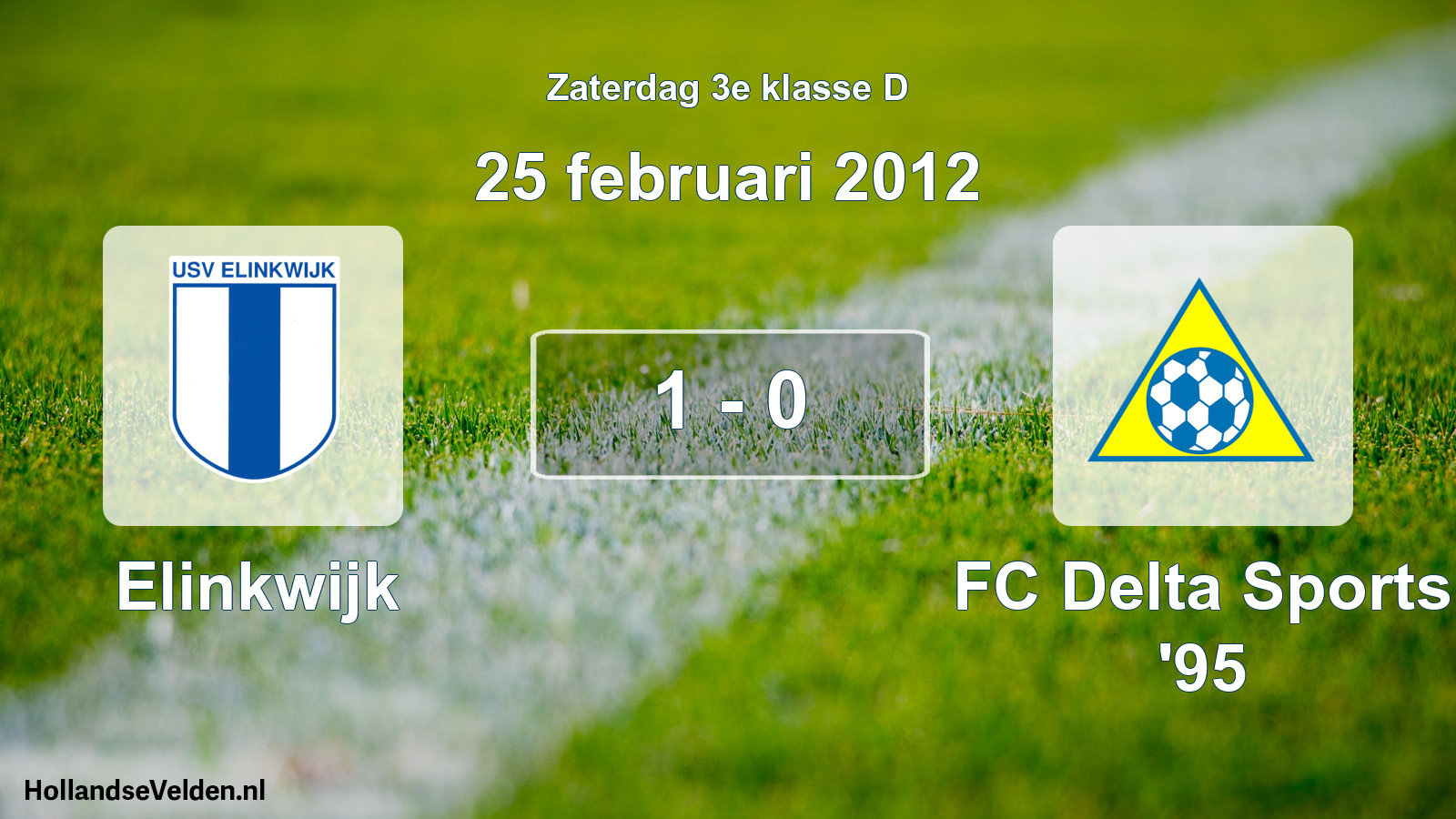 Total number of matches played: Elinkwijk - FC Delta Sports '95 1 - 0 (25 February 2012)