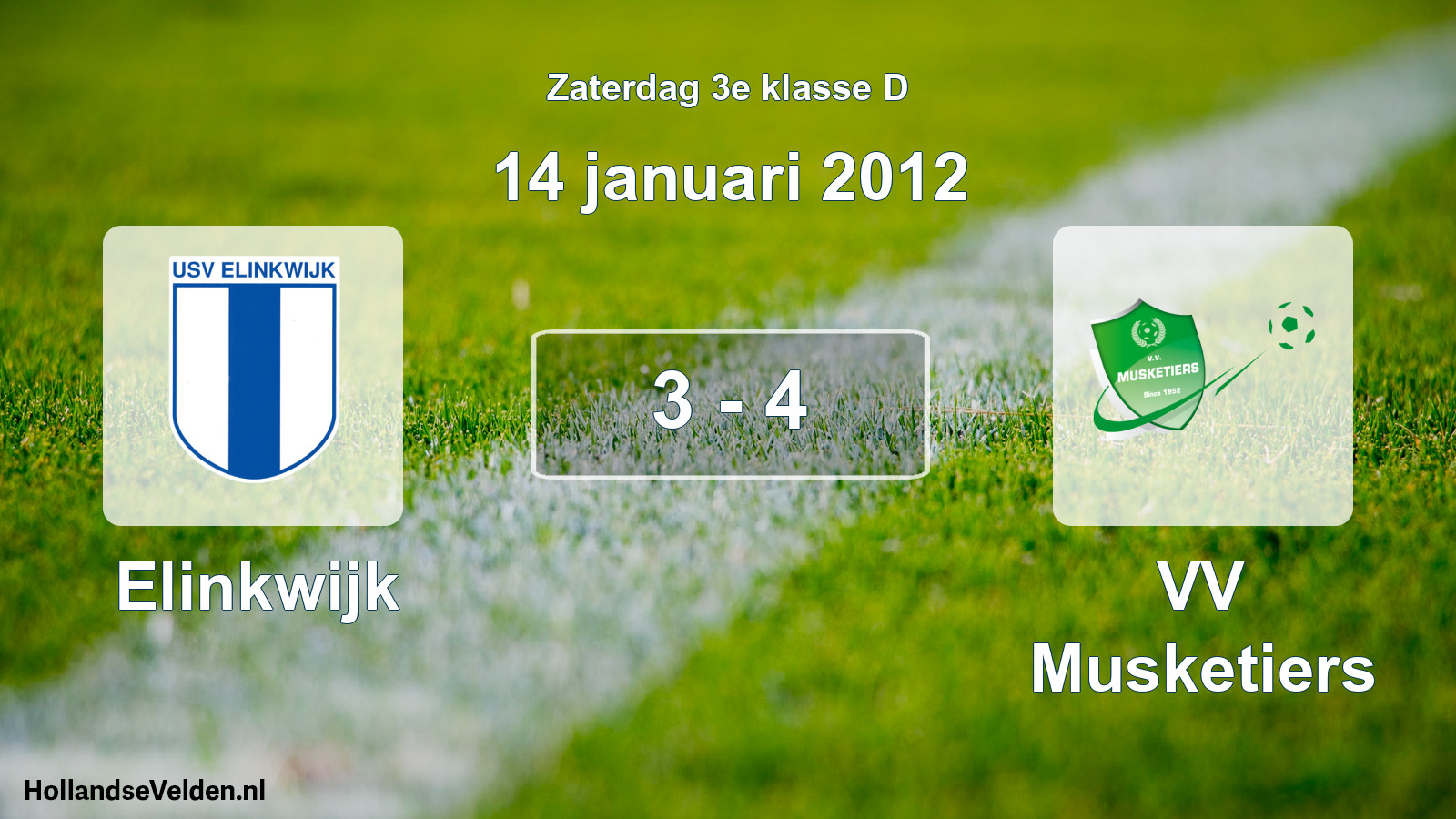 Total number of matches played: Elinkwijk - VV Musketiers 3 - 4 (14 January 2012)
