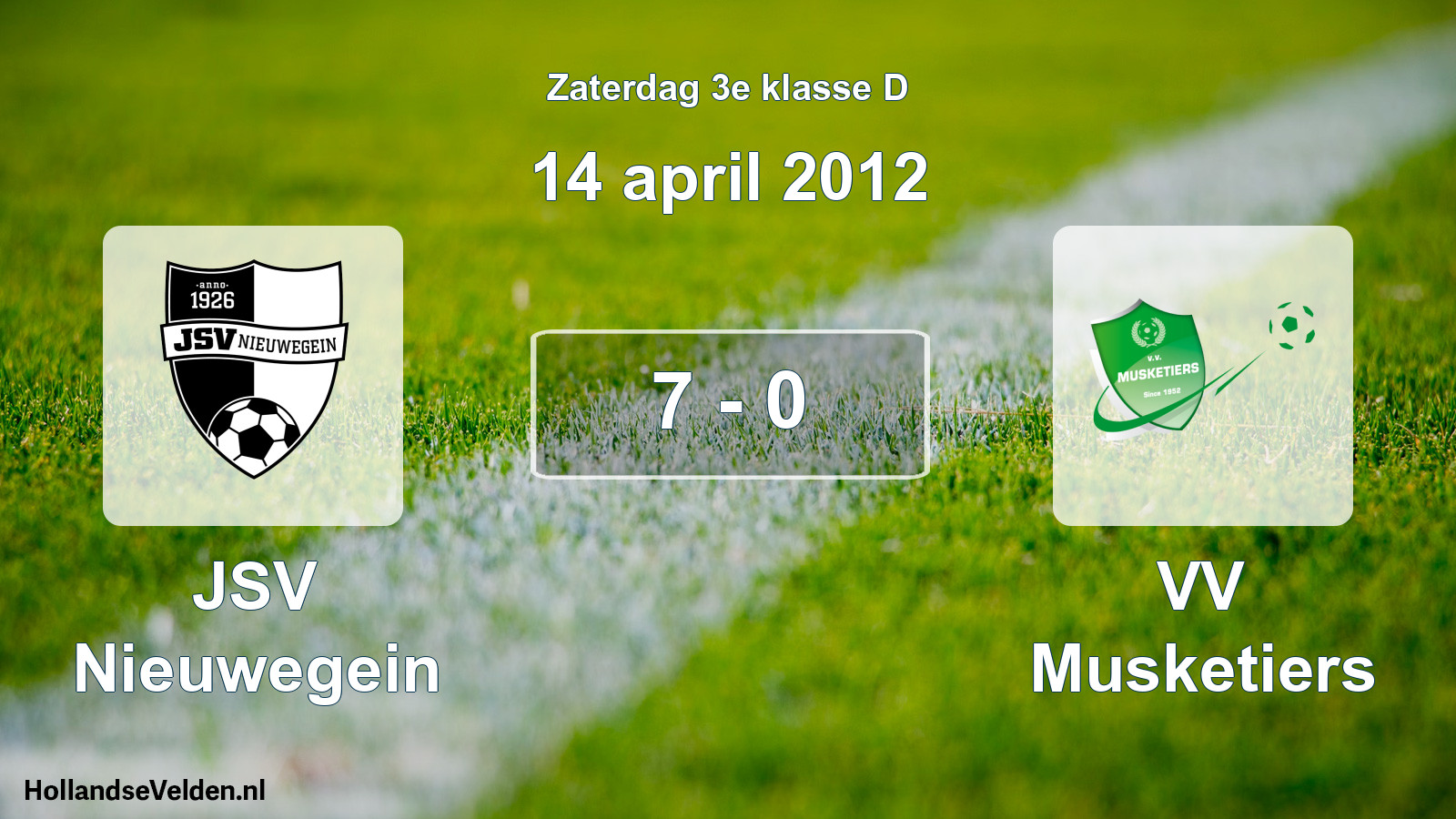 Total number of matches played: JSV Nieuwegein - VV Musketiers 7 - 0 (14 April 2012)