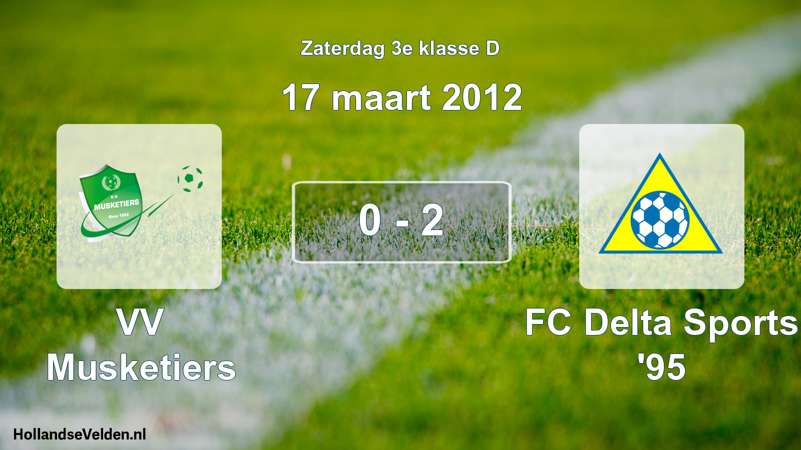 Total number of matches played: VV Musketiers - FC Delta Sports '95 0 - 2 (17 March 2012)