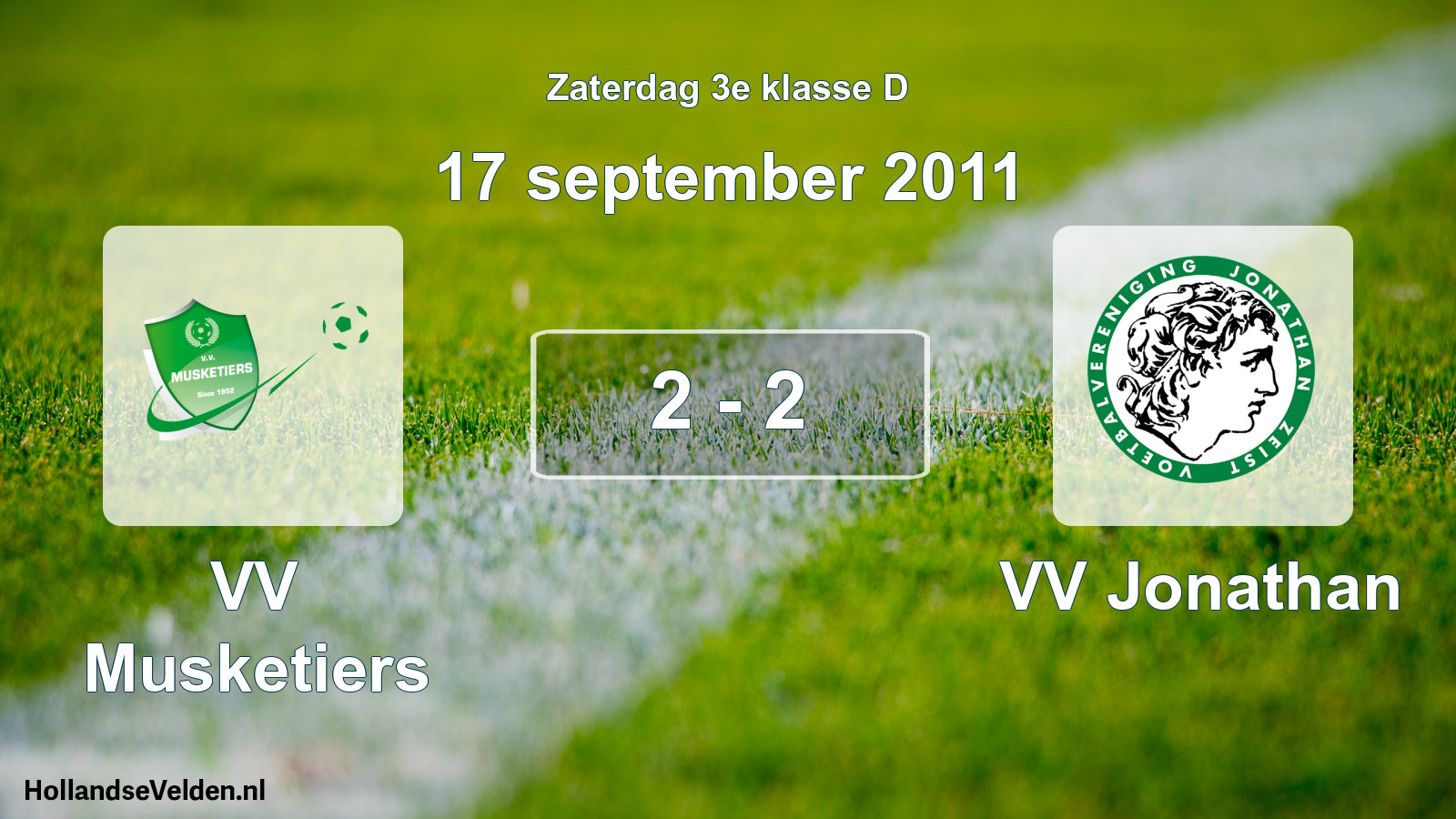 Total number of matches played: VV Musketiers - VV Jonathan 2 - 2 (17 September 2011)