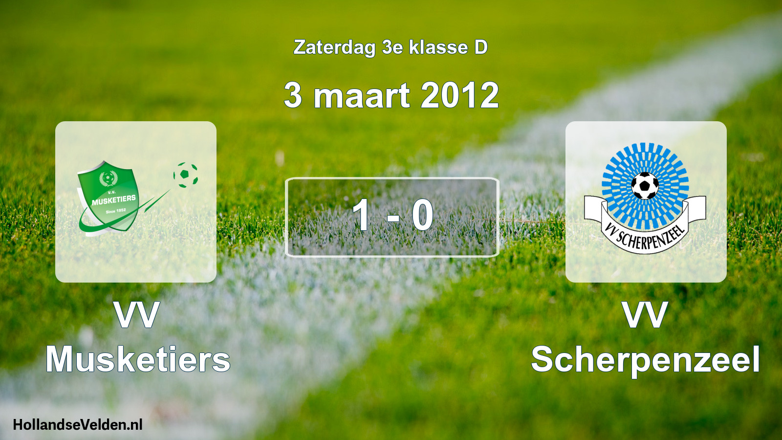 Total number of matches played: VV Musketiers - VV Scherpenzeel 1 - 0 (3 March 2012)