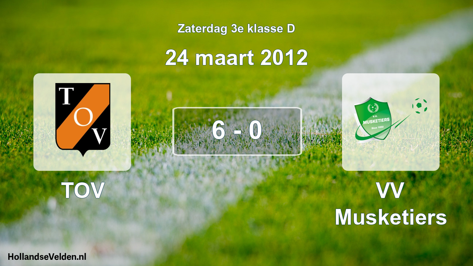 Total number of matches played: TOV - VV Musketiers 6 - 0 (24 March 2012)
