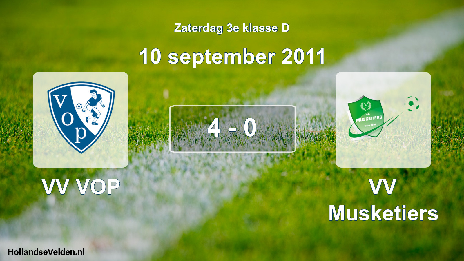 Total number of matches played: VV VOP - VV Musketiers 4 - 0 (10 September 2011)
