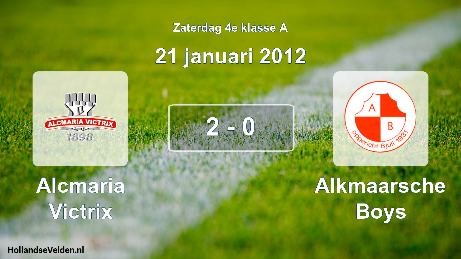Total number of matches played: Alcmaria Victrix - Alkmaarsche Boys 2 - 0 (21 January 2012)