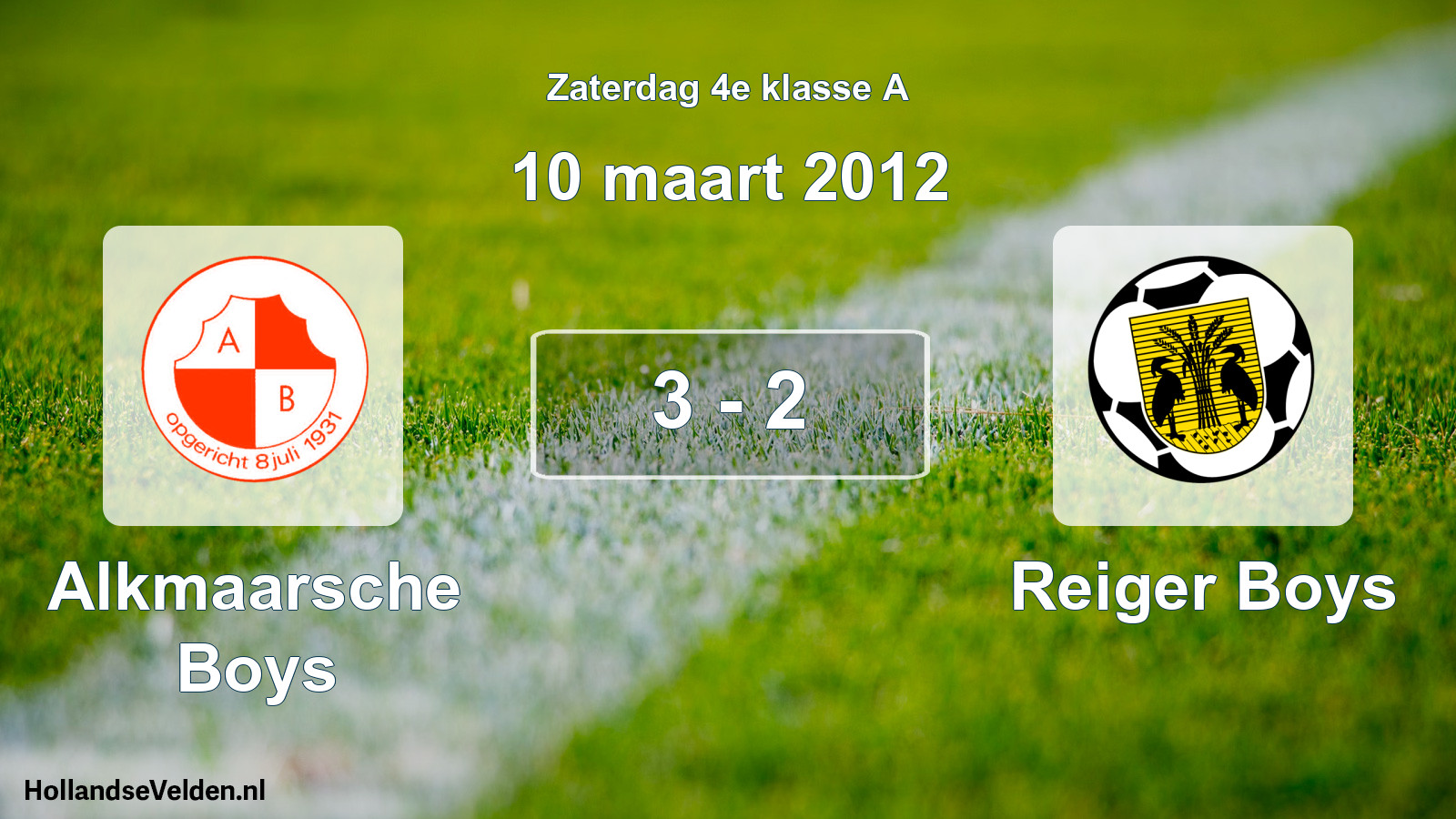 Total number of matches played: Alkmaarsche Boys - Reiger Boys 3 - 2 (10 March 2012)