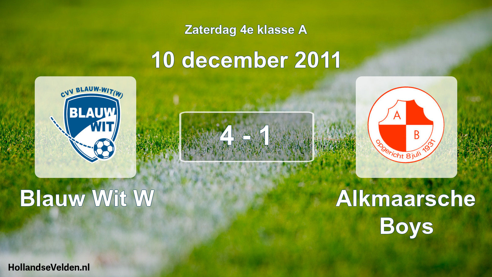 Total number of matches played: Blauw Wit W - Alkmaarsche Boys 4 - 1 (10 December 2011)