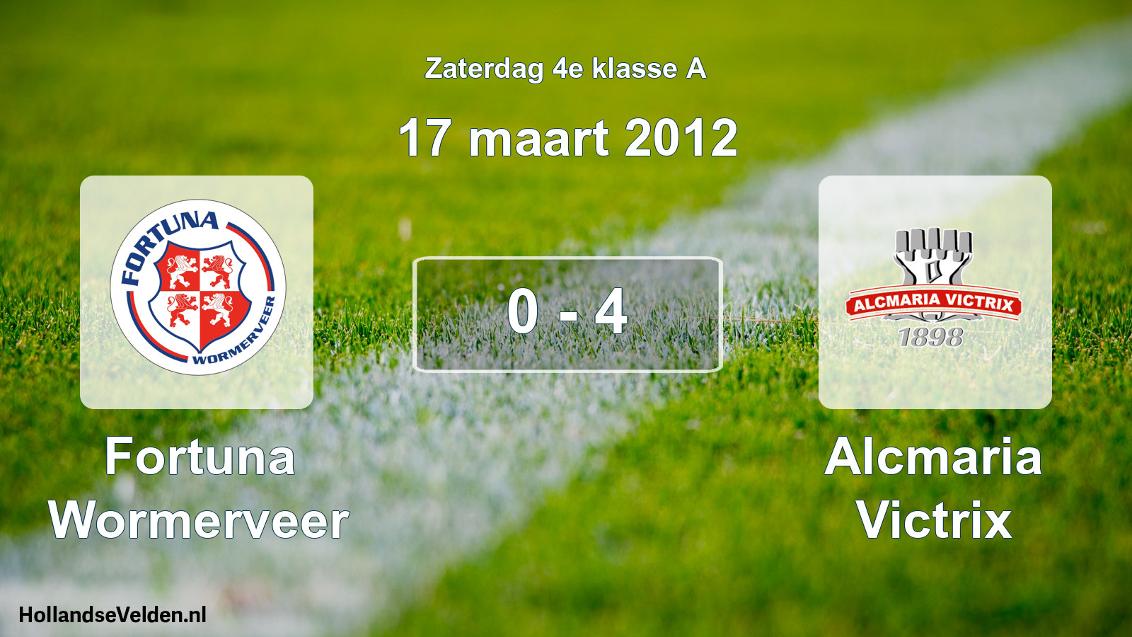 Total number of matches played: Fortuna Wormerveer - Alcmaria Victrix 0 - 4 (17 March 2012)