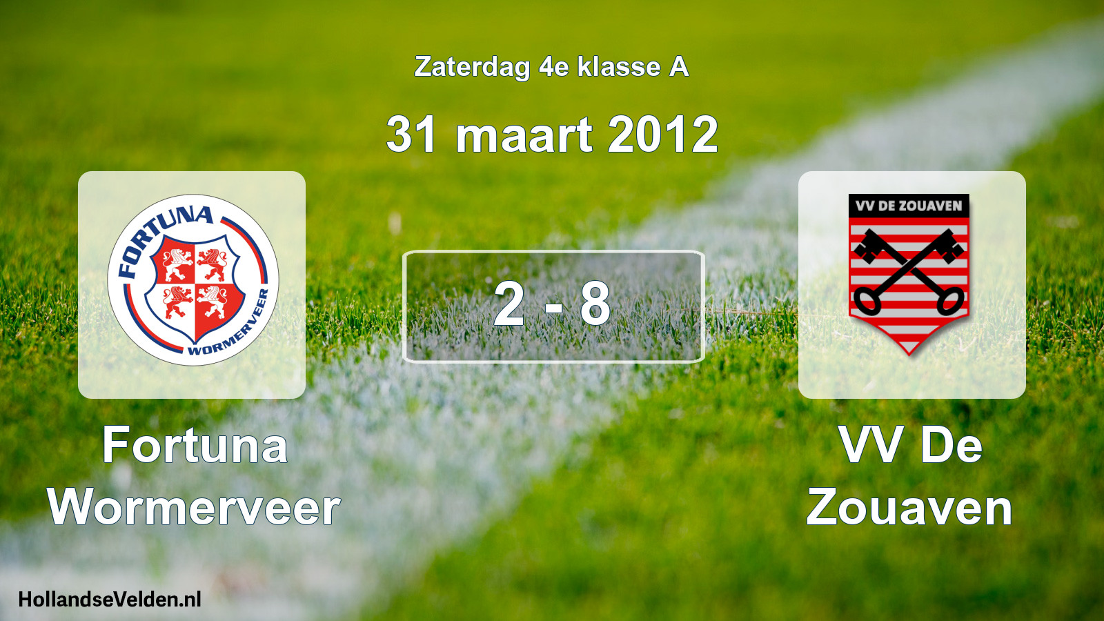 Total number of matches played: Fortuna Wormerveer - VV De Zouaven 2 - 8 (31 March 2012)