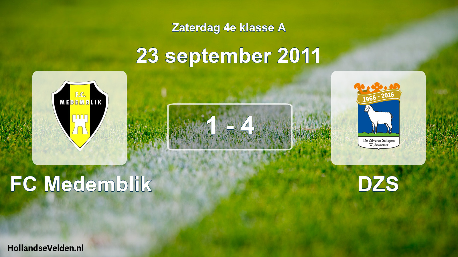Gespeelde wedstrijd: FC Medemblik - DZS 1 - 4 (23 september 2011)