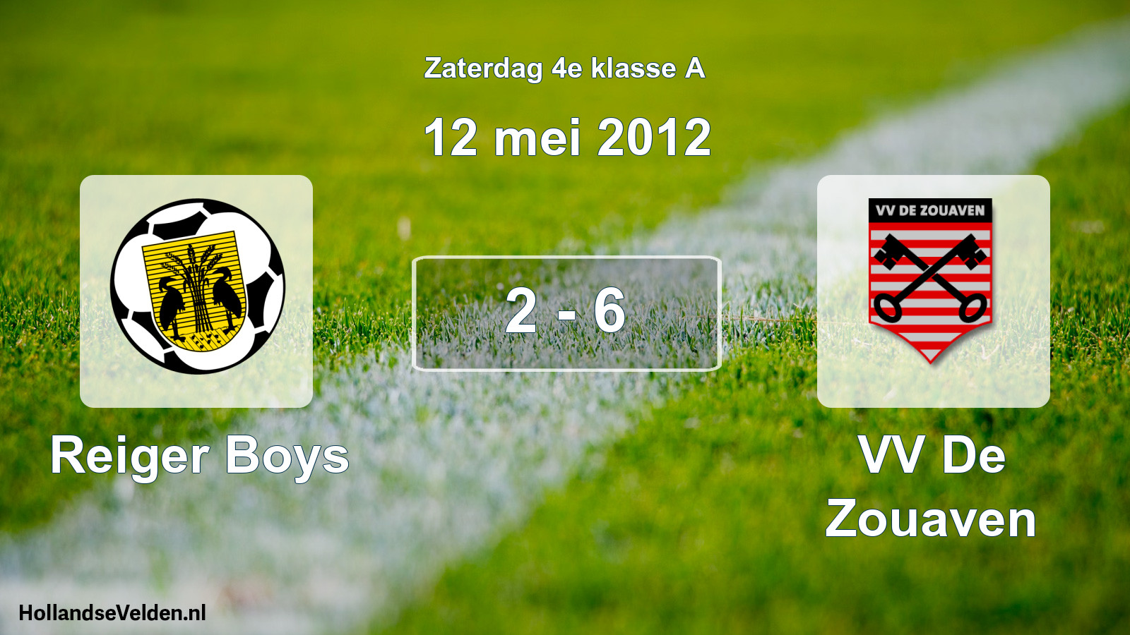 Total number of matches played: Reiger Boys - VV De Zouaven 2 - 6 (12 May 2012)