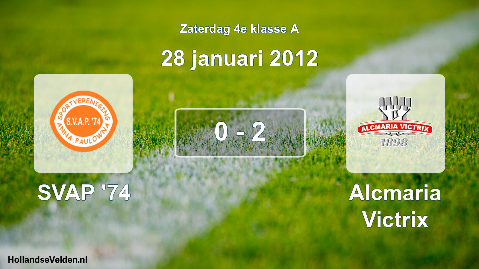 Total number of matches played: SVAP '74 - Alcmaria Victrix 0 - 2 (28 January 2012)